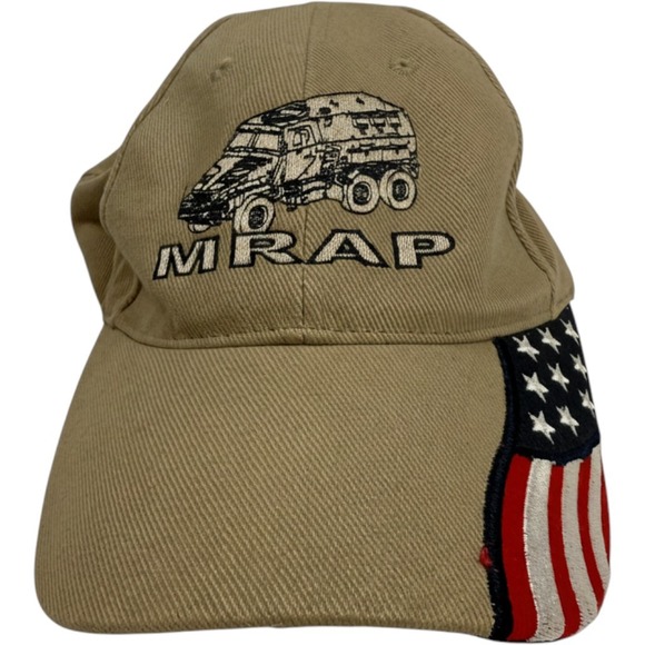 Rock Point MRAP BAE Systems Hat Tan Adjustable American Flag Military Cap OSFM